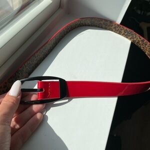 Double sided red and cheetah print belt🐆